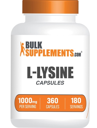 [BRSRE2QRB4GR63DA] BulkSupplements.com L-Lysine HCl Capsules - Lysine Supplement, Essential Amino Acid - Gluten Free, 2 Capsules (1000mg), per Serving 360 Count (Pack of 1)