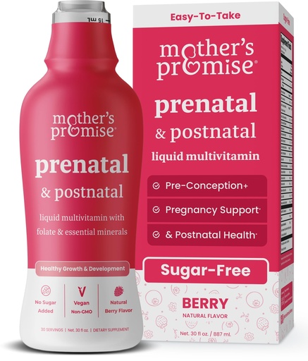 [BRSROED6PJYGCEQ6] Mother's Promise Prenatal & Postnatal Multivitamin for Women | Sugar Free Liquid Prenatal Vitamins for Women with Folate, Choline & Organic Fruits for Preconception, Pregnancy & Nursing | Vegan
