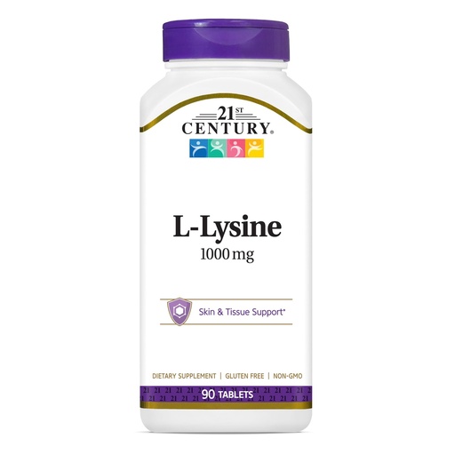 [BRSW2CAPOQMAMYD4] 21st Century Healthcare L-Lysine 1000 mg, 90 Count Tablets