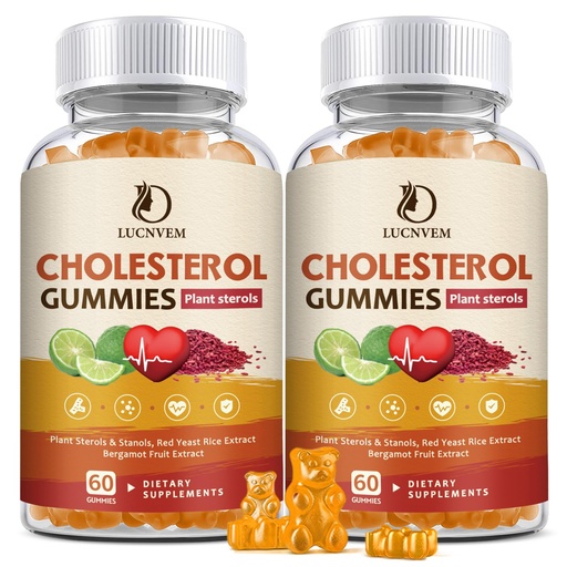 [BRSRAFQFOEGWAGY4] (2 Pack) Cholesterol Supplements Gummies for Cholesterol Healthy, Plant Sterols & Stanols, Red Yeast Rice, Citrus Bergamot Complex for Cholesterol, Maintain Healthy Cholesterol Levels - 60 Day Supply