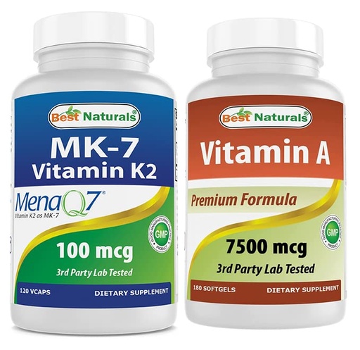 [BRSRMBDRCUCQG232] Best Naturals MK-7 Vitamin K2 100 mcg & Vitamin A 25000 IU