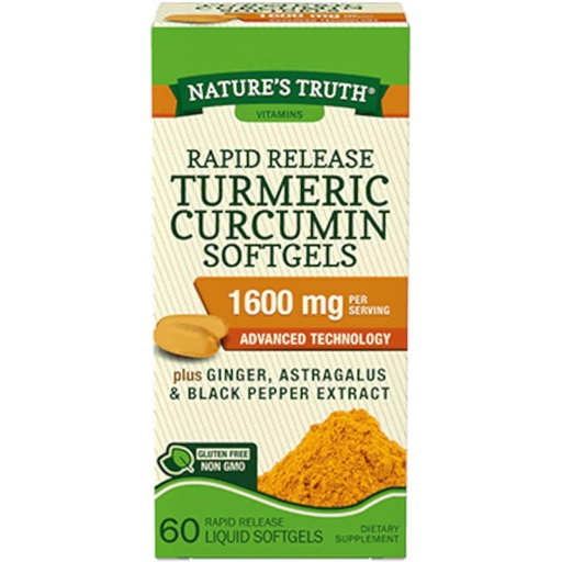 [BRSWGHYCA4HWODTO] Nature's Truth Rapid Release Turmeric Curcumin Softgels, 1600mg - 60 Liquid Softgels Each (Value Pack of 2)