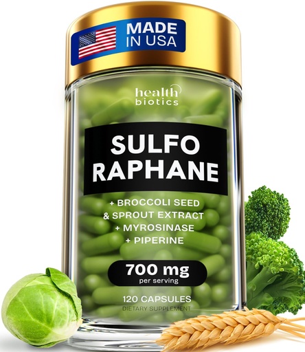 [BRSRAGD6CMCAMEQ4] Sulforaphane Supplement Organic Broccoli Sprouts | Stabilized Sulforaphane from Broccoli Florets & Seeds | Organic Sulfur Supplements 120 Pills | 1 Pack