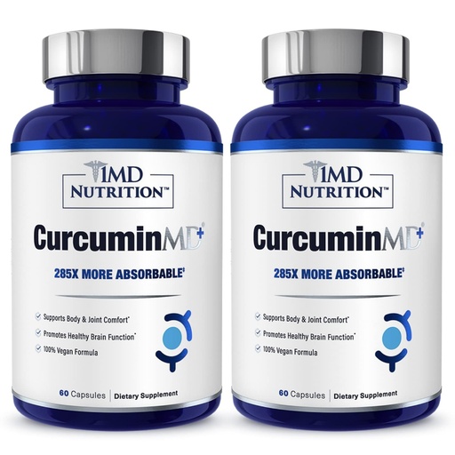 [BRSREGIRCJ4AKGQ2] 1MD Nutrition CurcuminMD Plus - Turmeric Curcumin with Boswellia Serrata - 285x More Absorbable | Joint Stiffness, Muscle Recovery, and Mood Support | 120 Capsules (2-Pack)