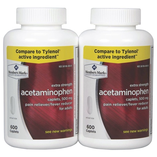 [BRSWIZQ6BN5QOAD6] Members Mark Acetaminophen, 1200 Caplets, Pain Reliever, 500 mg