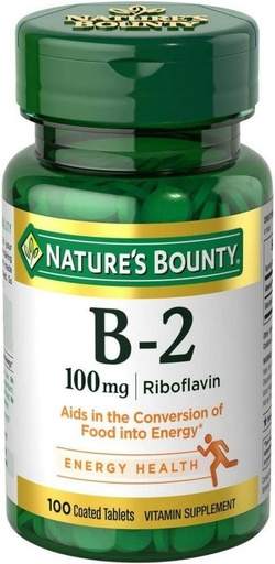 [BRSWKGYIBIFQIYIZ] Nature's Bounty Vitamin B-2 100 mg, 100 Tablets (Pack of 12)