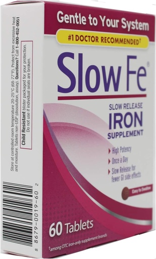 [BRSWKGIKBEHWK3TG] Slow Fe Slow Release Iron, Tablets, 60 ea - 2pc