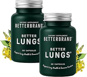 [BRSW2AI5BZ5BUEQU] Betterbrand BetterLungs Daily Respiratory Health Supplement (60 Capsules) | with NAC, Vitamin D, Elderberry, Ginseng, Mullein, and Reishi Mushroom | for Lung Health and Allergy Relief (Pack of 2)