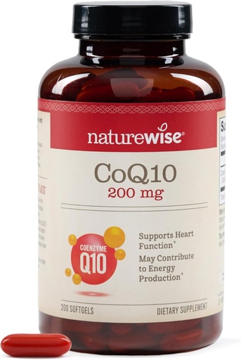 [BRSRAZ34BBYBM2YZ] NatureWise CoQ10 200mg Softgels, High Potency Ubiquinone - Coenzyme Q10 Supplement - Antioxidant for Heart Health + Energy - Vegan, Non-GMO, Gluten-Free - 200 Count[200-Day Supply]