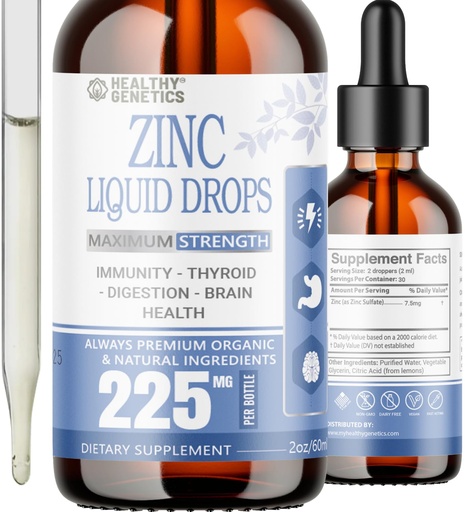 [BRSWYZL6PMIRGFDK] Liquid Zinc Drops for Kids, Men and Women | Organic Ionic Zinc Sulfate | Immunity, Mood, Brain Thyroid | 30 Day Supply| 2 Oz