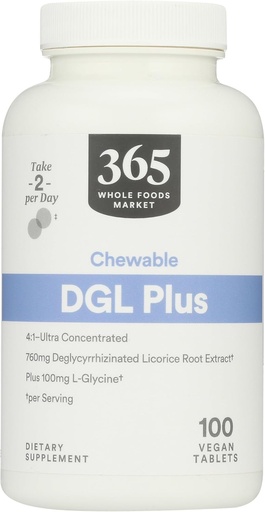 [BRSWGZQBOQFBMDTB] 365 by Whole Foods Market, DGL Plus Chewable Tablets, 100 Tablets