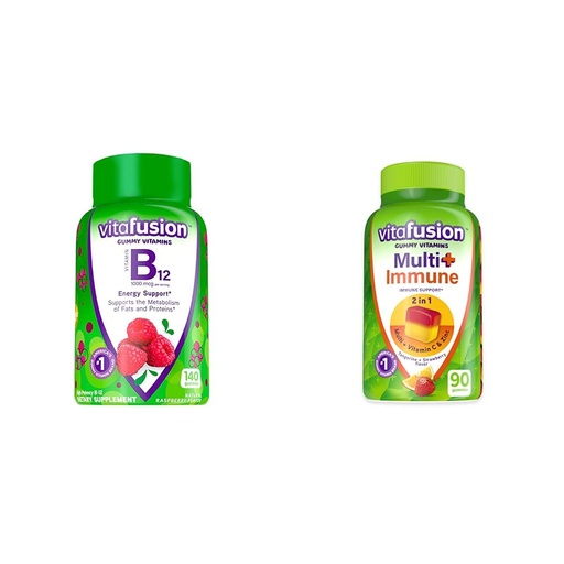 [BRSRAYYYOUIWEETV] Vitafusion Vitamin B12 for Energy Metabolism, Multivitamin Plus Immune Support Gummies with Vitamin C, Zinc - 140 + 90 Count