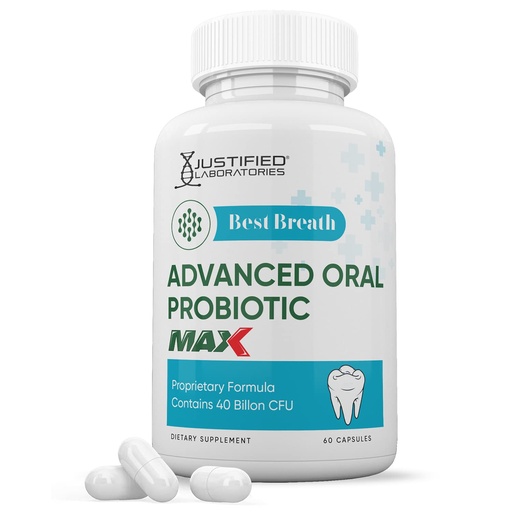 [BRSROYA6BYPQIA37] Justified Laboratories Best Breath Max 40 Billion CFU Probiotic Oral Support 60 Capsules