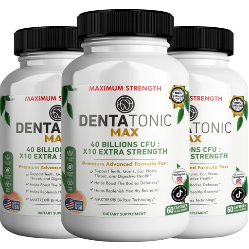 [BRSREHQCOYMGGCDB] Denta Tonic Max Probiotic Supplement, 40 Billion CFU, 60 Capsules, Supports Oral & Digestive Health (3)