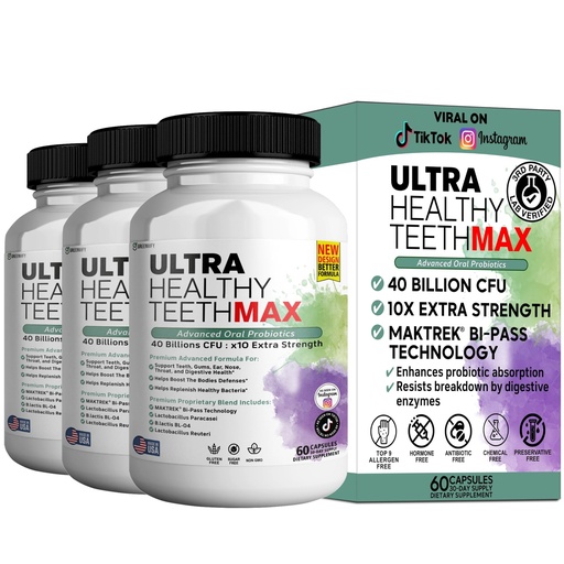 [BRSRACD6B4OREA3F] Ultra Healthy Teeth Max Probiotic Supplement, 40 Billion CFU, 60 Capsules, Advanced Oral Health Formula (3)