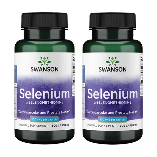 [BRSWGFD3CEJREYA3] Swanson Selenium (L-Selenomethionine) - Herbal Supplement Promoting Heart Health & Prostate Health - May Support Immune System & Thyroid Health - (300 Capsules, 100mcg Each) (2 Pack)