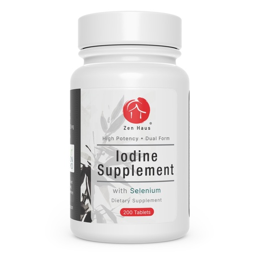 [BRSWGAANCQFRAYL4] Zen Haus 12.5 mg with Selenium (as Selenomethionine) and More - 200 Tablets - Thyroid Plus Immune Support - High Potency Iodine Tablets - Compare to Lugol's Iodine Pills