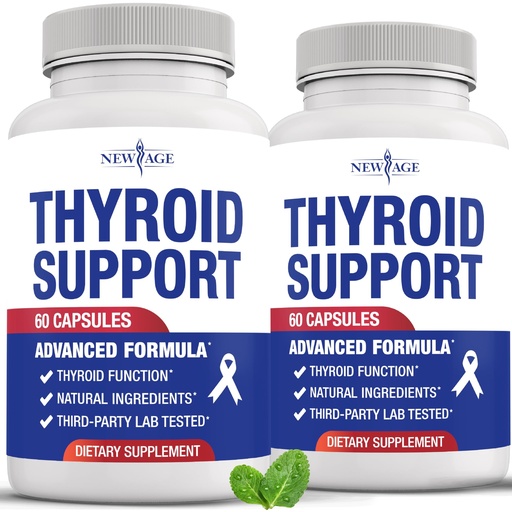 [BRSREZQBAR7RU3T5] NEW AGE Thyroid Support Supplement for Women & Men with Iodine, B12, Zinc, Selenium, Ashwagandha, Bladderwrack, Turmeric, Schisandra - Non-GMO - 120 Count