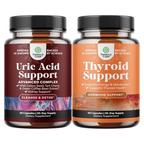 [BRSRE2QZAF6A2CY3] Bundle of Green Coffee Bean Extract for Uric Acid Cleanse & Detox with Turmeric Tart Cherry & Celery Seed and Herbal Thyroid Support Complex with L Tyrosine, Bladderwrack, Selenium & Pure Ashwagandha
