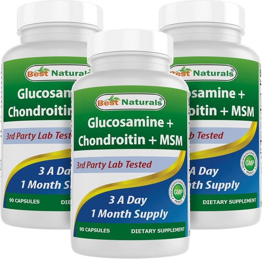 [BRSW2AY3CQCA4DL3] Best Naturals, Glucosamine Chondroitin MSM Supplements, 2600 mg per Serving, 90 Capsules (90 Count (Pack of 3))