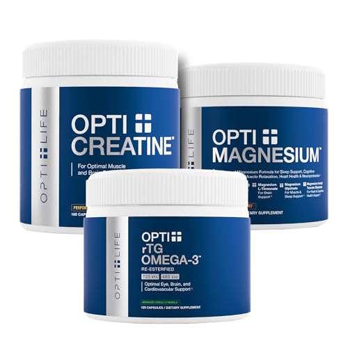 [BRSRGCTQBANWAHLA] Opti + Strength & Recovery Bundle - Creatine Pills, Triple Magnesium & rTG Omega-3 Supplement Kit | Supports Muscle Performance, Recovery & Joint Wellness* | 3-Product Active Lifestyle Pack