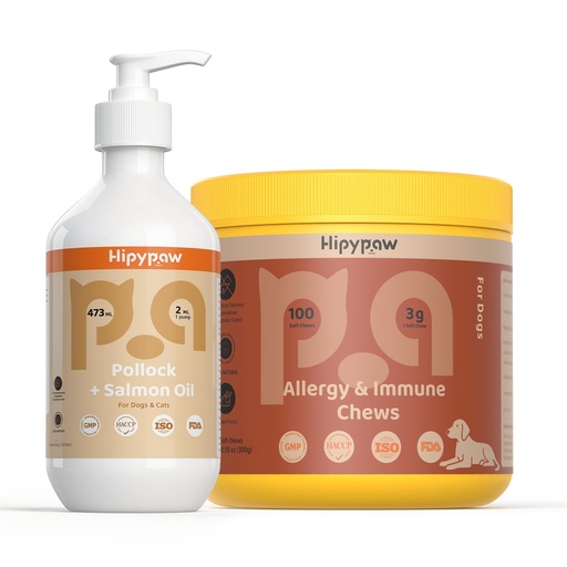 [BRSRGADRDEIBU2AY] Dog Skin & Allergy Support Bundle: Fish Oil Omega 3 + Allergy Relief Chews for Itchy Skin, Immune & Digestive Health