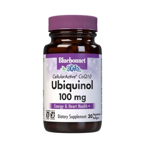 [BRSWIYQYAR4AGCI5] Bluebonnet Nutrition Cellular Active CoQ10 Ubiquinol 100 mg, Energy & Heart Health*, Non-GMO, Gluten-Free, Soy-Free, Vegetarian Friendly, 30 Vegetable Softgels, 30 Servings