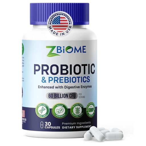 [BRSRACQYBN6GA2DH] Prebiotics and Probiotics for Men & Women – 60 Billion CFU with 10 Strains – Pre and Probiotics with Acidophilus for Immune, Gut Health, Digestive Support, Constipation,Diarrhea, Gas & Bloating -30ct