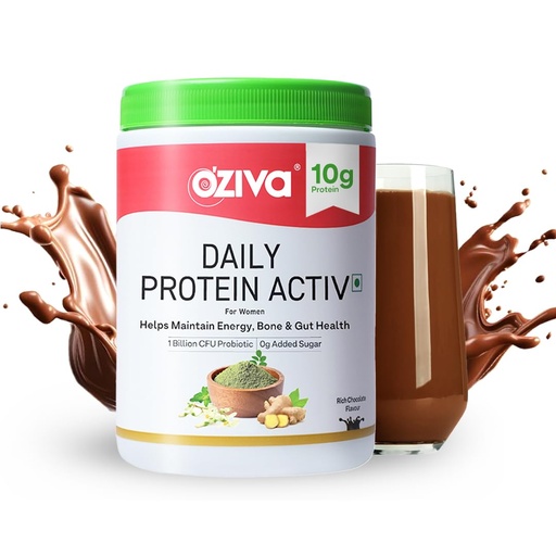 [BRSW2AAYCQFWC2TK] OZiva Daily Protein Activ for Women, Whey Protein, Chocolate, 300g