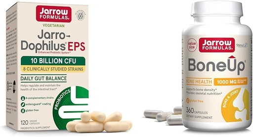 [BRSRAZA3OEDQMCDP] Jarrow Formulas Probiotics & Bone Support Supplement Bundle with Jarro-Dophilus EPS 10 Billion CFU and BoneUp with Vitamin D3, K2 & Calcium