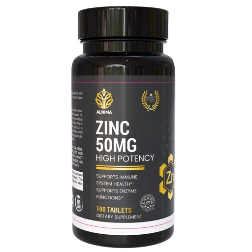 [BRSRE2Y6O4CWY3I6] Halal Zinc 50 mg – Immune & Antioxidant Support Supplement for Men and Women | 100 Tablets – Halal Certified, Non-GMO, Made in USA by Alnima