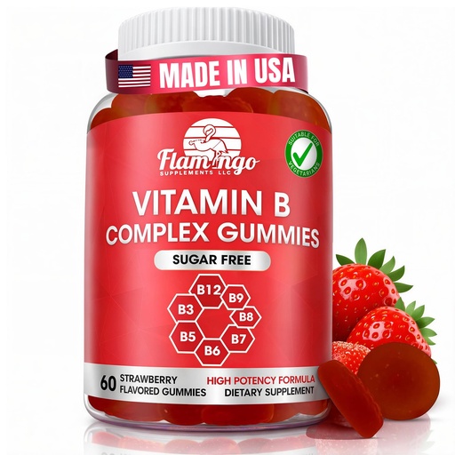 [BRSWYYYYCUPWM23K] Sugar Free Vitamin B Complex Gummies - Vitamin B12, B7, B6, B3 (Niacin), B5, B8, B9 (Folate)- Third Party Tested- Prenatal, Vegan Diet, Older Adults - B Complex Vitamin Supplement- 60 Gummy Bottle