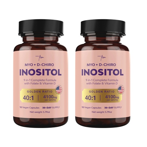 [BRSREEDQBVYWAGYV] Premium Inositol Supplement Bundle - Myo-Inositol & D-Chiro Inositol Supplement for Women 4100mg (40:1 Ratio) – 9-in-1 Hormonal & Metabolic Support with Folate, Vitamin B6, B12, D3, Zinc & Chromium