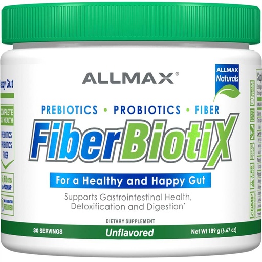 [BRSRAAYPOB4AOCA3] ALLMAX Naturals - FiberBiotix - Supports Gastrointestinal Health, Detoxification and Digestion for a Healthy and Happy Gut (189g, Unflavored)
