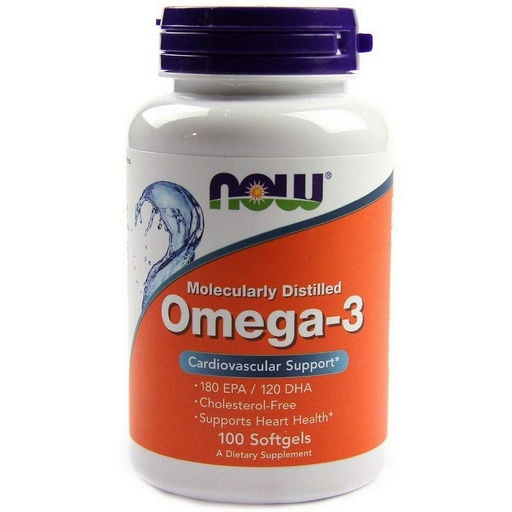 [BRSWIZAAOQFAMEDA] Now Foods Omega-3 Fish Oil, 1,000 mg, 180 EPA - 120 DHA, 100 Softgels