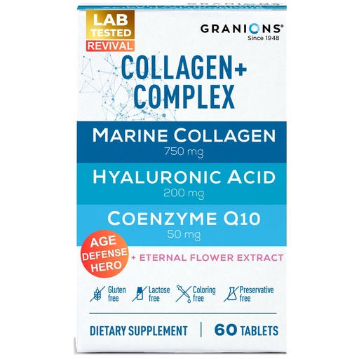 [BRSRMCYCBEDQECYZ] Marine Collagen Pills Complex – 200mg Hyaluronic Acid Supplement, Coenzyme Q10 CoQ10, Hydrolyzed Marine Collagen Peptides, Eternal Flower Hydration, Age Defense Supplements - 60 Sealed Tablets