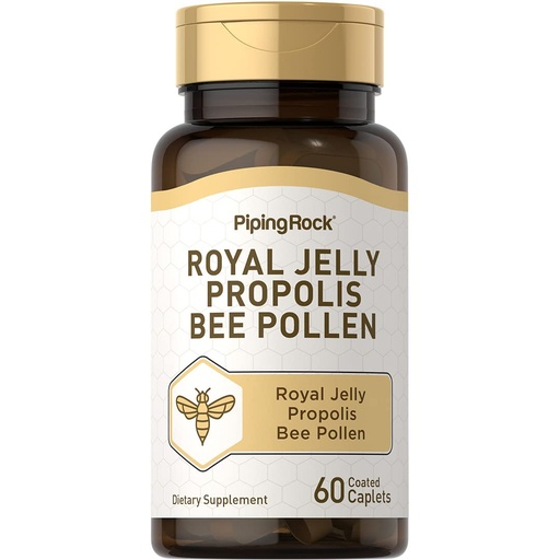 [BRSWIFDQAYJR6ELG] Piping Rock Royal Jelly Propolis Bee Pollen | 60 Caplets | Vegetarian, Non-GMO, Gluten Free Supplement