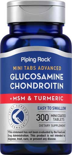 [BRSRMFARB4FWEHTA] Piping Rock Glucosamine Chondroitin MSM and Turmeric | 300 Tablets | Supplement for Women and Men | Non-GMO, Gluten Free
