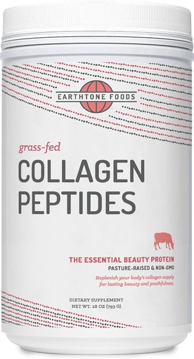 [BRSRMZQLBYFGCETK] EARTHTONE Grass-Fed Collagen Peptides Powder 28 oz Foods - Hydrolyzed, Non-GMO - Unflavored - for Women and Men - Natural Protein Supplement - Paleo and Keto Friendly