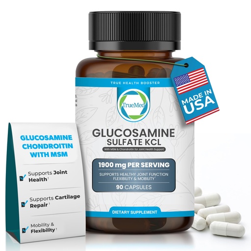 [BRSRGYA2DIIBGFDX] Glucosamine Sulfate KCL with Chondroitin & MSM - Joint Supplements for Women and Men - Glucosamine Chondroitin MSM Supplement - Supports Joint Health, Flexibility & Mobility – Made in USA,100 Capsules
