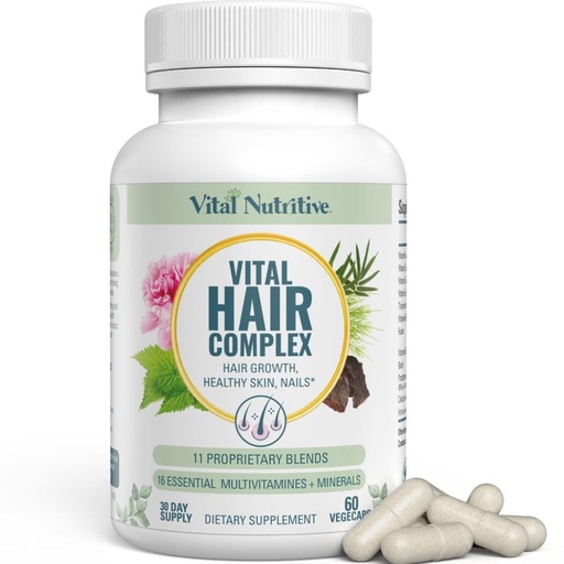 [BRSRMCADAEMGECL4] VITAL NUTRITIVE Vital Hair Complex – Biotin & Vitamin B Hair Vitamins for Women & Men – Supports Healthy Hair, Skin & Nails – Hormone-Free, Gluten-Free – Hair Supplement for Women & Men