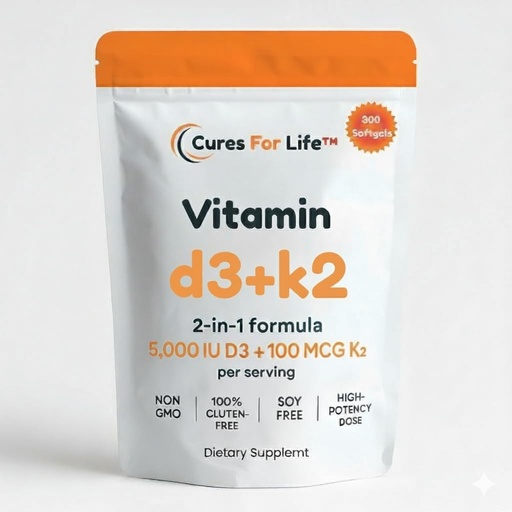 [BRSREFI7BB7B4EI4] Vitamin D3 5000 IU with K2 MK-7 100 mcg, 300 Softgels – High Potency, Virgin Coconut Oil – Bone, Heart & Immune Support – Non-GMO, Easy to Swallow