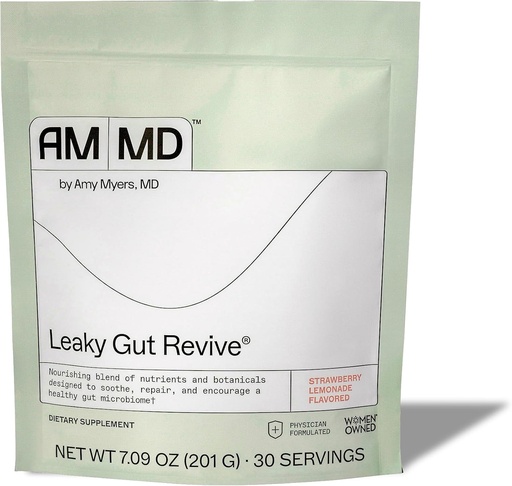 [BRSWYC33AR5RGYLL] Amy Myers MD Leaky Gut Revive - Glutenfri og ikke-dairy - Botanisk blanding for sunn Gut Support - GI helsestøtte med prebiotiske fiber - Strawberry Lemonade, 7,09 oz (30 Serveringer)