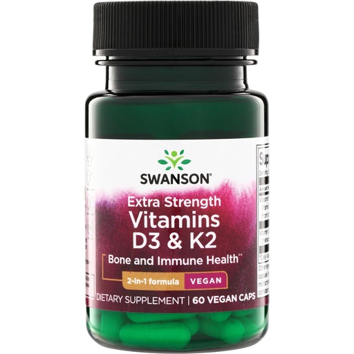 [BRSW2H34CAOR6YLX] Swanson Extra Strength D3 & K2-5,000 Iu & 100 mcg 60 Veg Caps