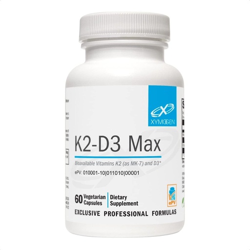 [BRSRMBA6BUMWA3DX] XYMOGEN K2-D3 Max - Vitamin D3 K2 Supplement for Bone & Immune Support* - High-Strength K2 MK-7 - Non-GMO, Gluten-Free, Vegetarian - 60 Capsules