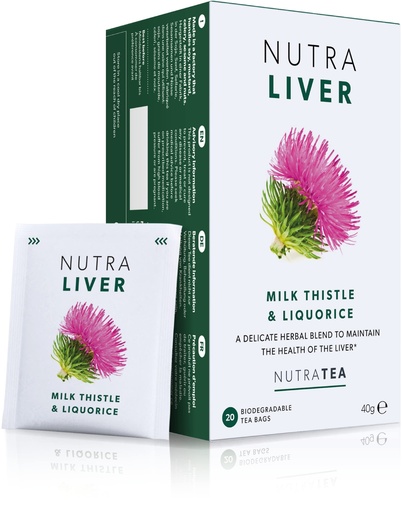 [BRSWYYLQAR5GAG36] NUTRALIVER - Liver Detox & Cleanse Tea - Milk Thistle, Turmeric & Fennel - 40 Enveloped Tea Bags - Herbal Tea - 2 Pack