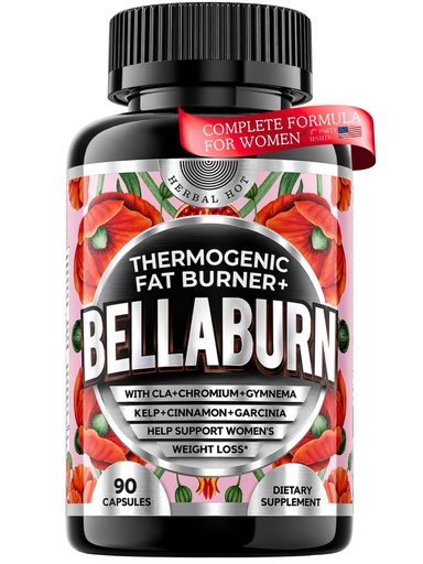 [BRSRABATB4MBAFAV] Thermogenic Fat Burner for Women | Belly Fat Burner, Metabolism, Appetite Suppressant, Bloating Support Supplement | CLA, Chromium, Garcinia, Cinnamon | USA Made, 3rd Party Tested | 90 Capsules