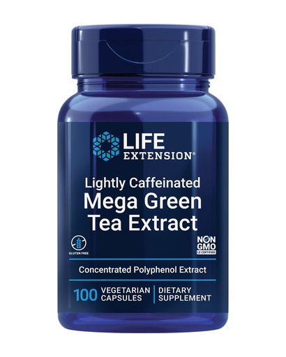 [BRSWIYQCBIGAICQ5] Life Extension Lightly Caffeinated Mega Green Tea Extract, Camellia sinensis Extract with Concentrated EGCG polyphenol Content, Gluten-Free, Non-GMO, Vegetarian, 100 Capsules