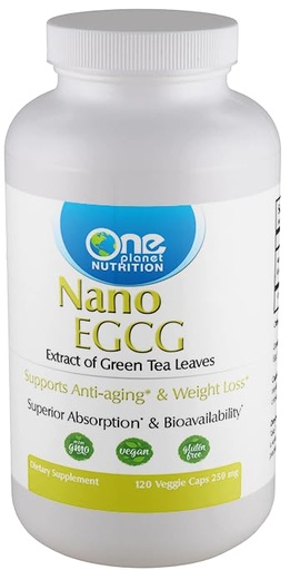 [BRSREFA6AQCWYE3G] One Planet Nutrition Nano EGCG Capsules 250 mg (120 Count) - Nano Particle Size Green Tea Extract - Supports Thermogensis & Immune Health - Non GMO, Vegan, Gluten Free