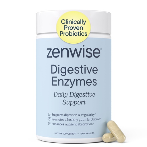 [BRSW2YYNAECBQFD3] Zenwise Health Digestive Enzymes with Bromelain & Papaya - Multi Enzymes Digestion Supplement with Probiotics & Prebiotics for Gut Health, Gas & Bloating Relief - Men & Women - 100 Vegetarian Capsules